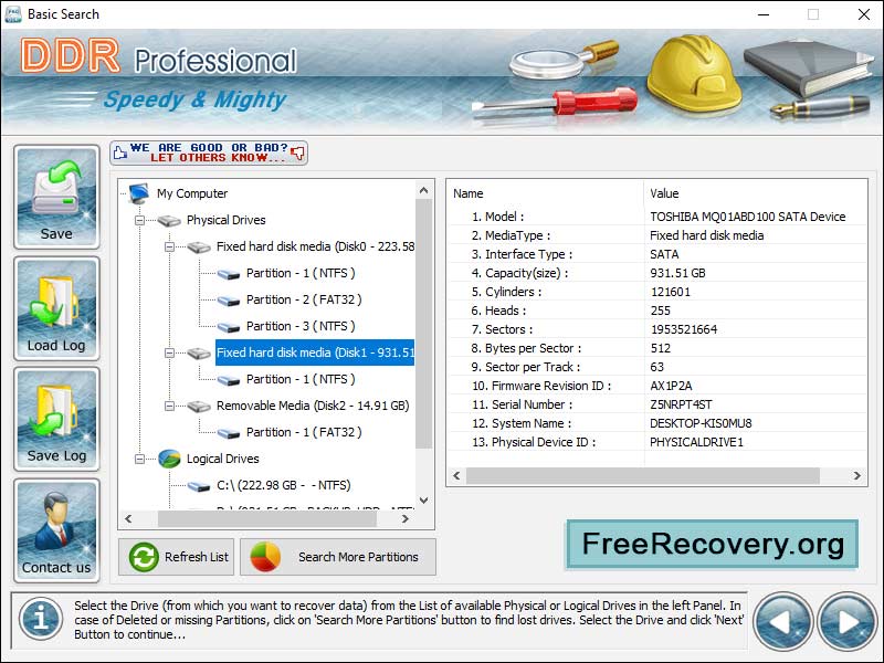 Screenshot of Free Recovery