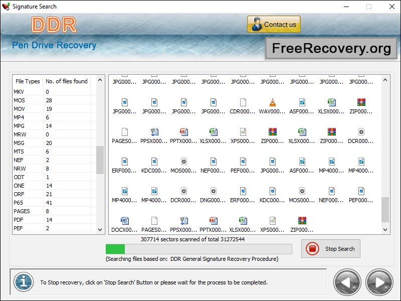 Screenshot of Pen Drive File Retrieval Software