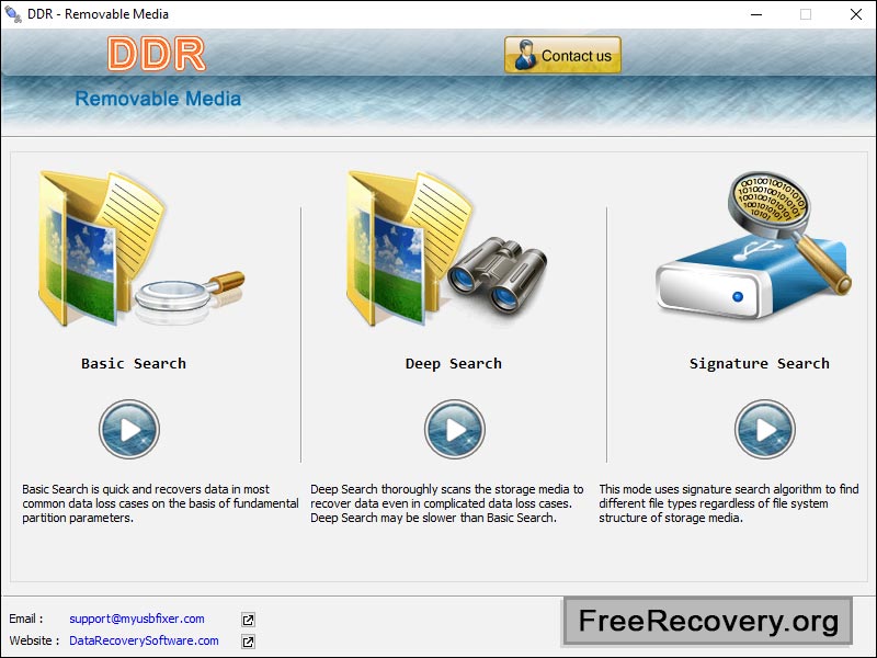 Removable media data backup application recovers lost data from multimedia file