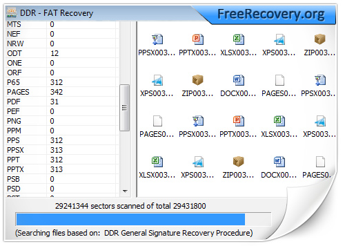 FAT data recovery software screenshot