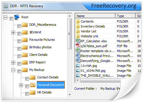 NTFS data recovery software screenshot