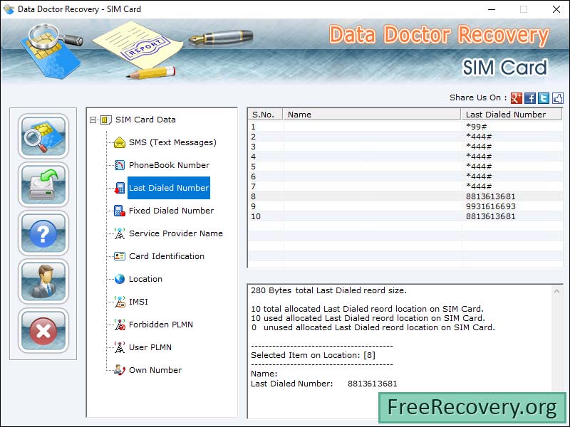 SIM Card File Recovery Software screenshot