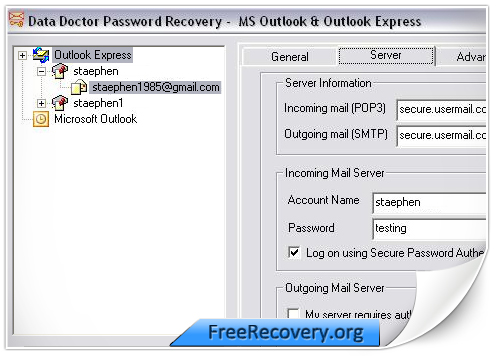 Outlook and Outlook express password recovery