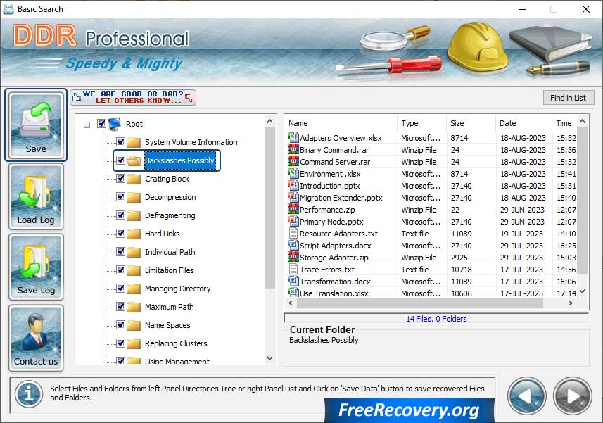 Select Recovered Files and Folders